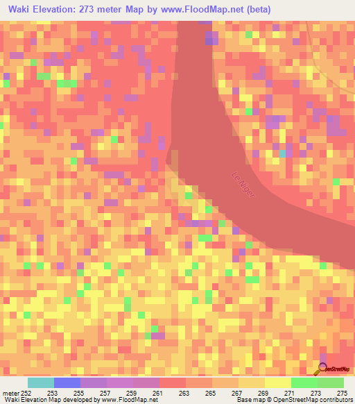 Waki,Mali Elevation Map