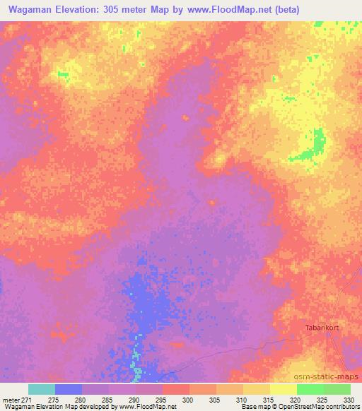 Wagaman,Mali Elevation Map