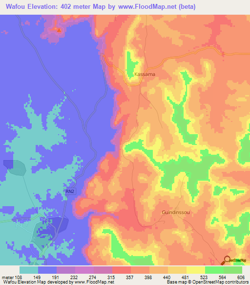 Wafou,Mali Elevation Map