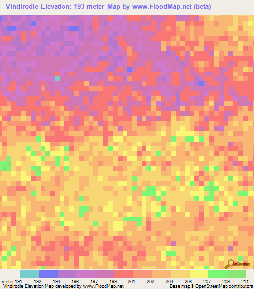 Vindirodie,Mali Elevation Map