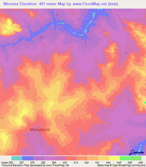 Ntiouma,Mali Elevation Map
