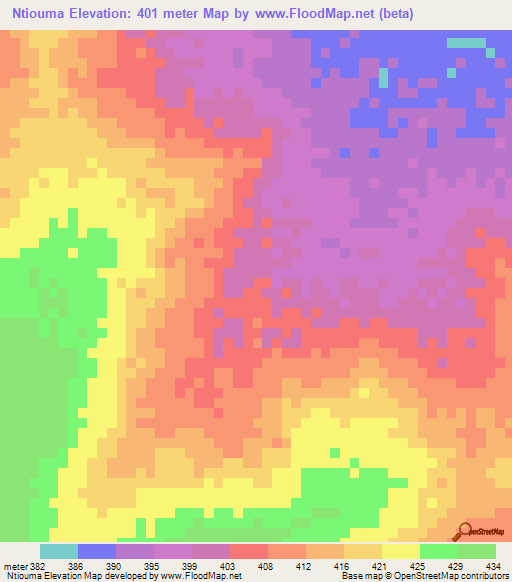 Ntiouma,Mali Elevation Map