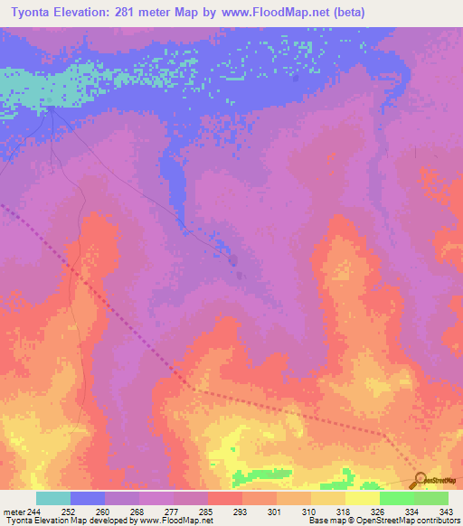 Tyonta,Mali Elevation Map