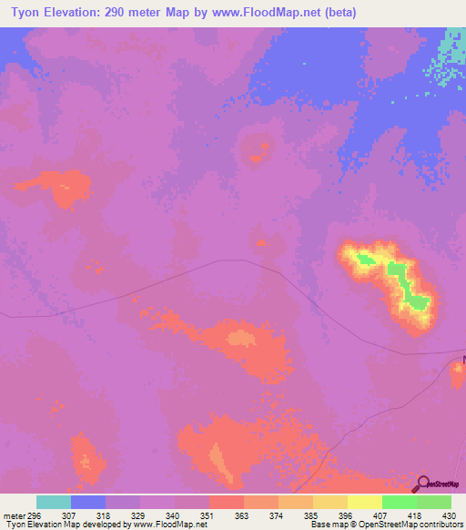 Tyon,Mali Elevation Map