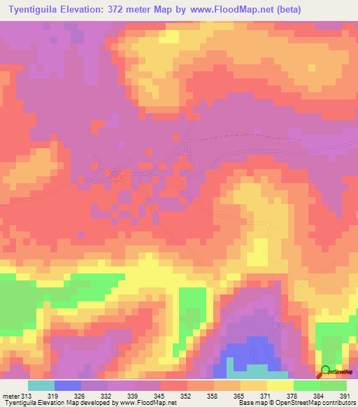Tyentiguila,Mali Elevation Map