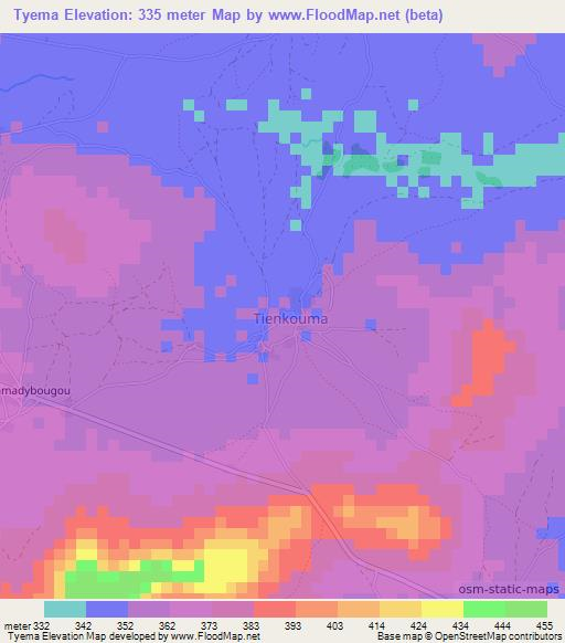 Tyema,Mali Elevation Map
