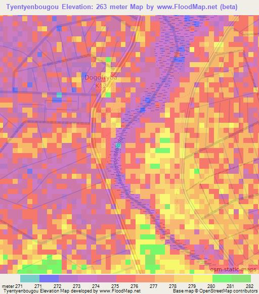 Tyentyenbougou,Mali Elevation Map