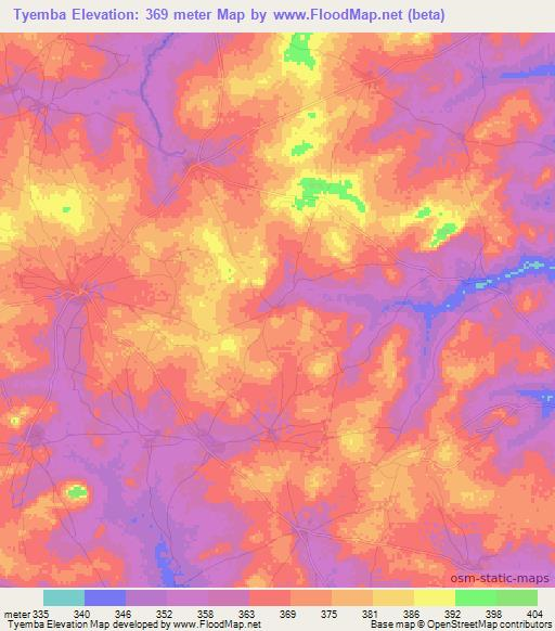 Tyemba,Mali Elevation Map