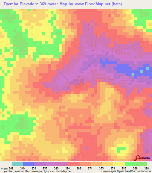 Tyemba,Mali Elevation Map