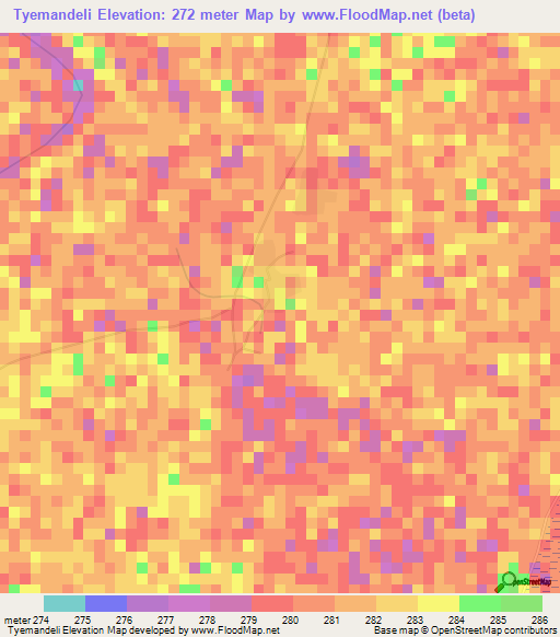 Tyemandeli,Mali Elevation Map