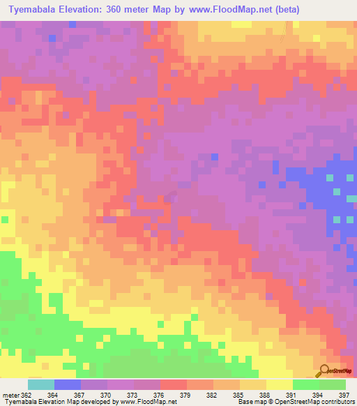 Tyemabala,Mali Elevation Map