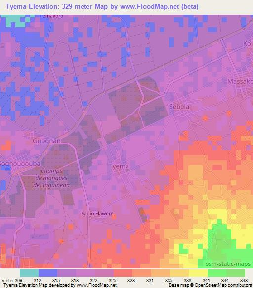 Tyema,Mali Elevation Map