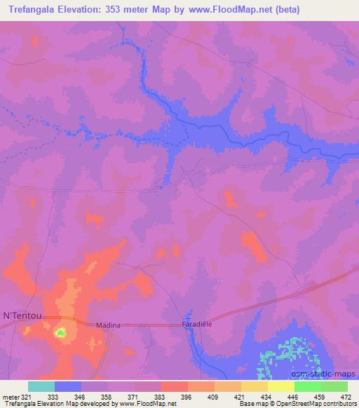 Trefangala,Mali Elevation Map