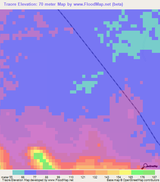 Traore,Mali Elevation Map