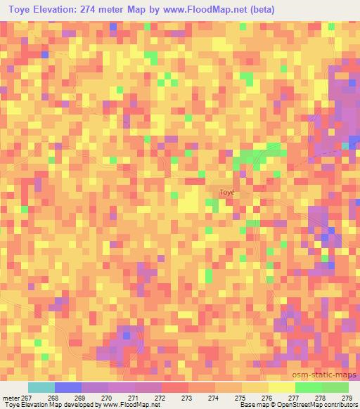 Toye,Mali Elevation Map
