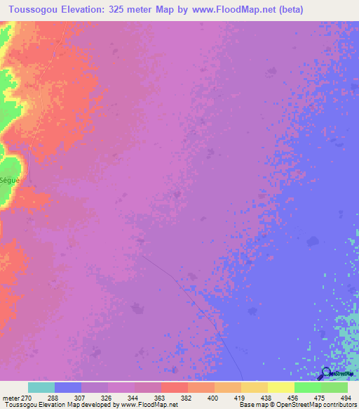 Toussogou,Mali Elevation Map