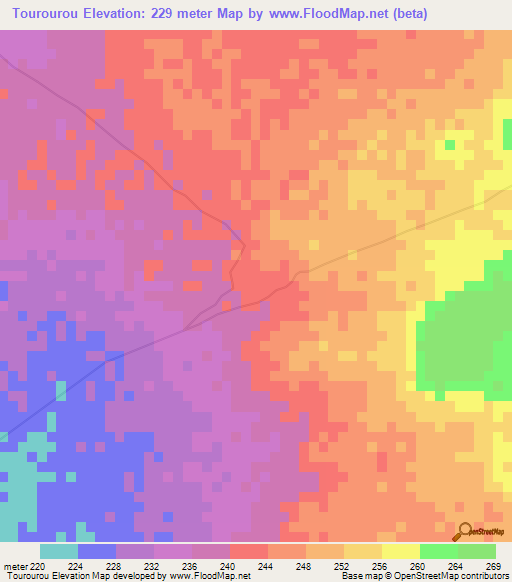 Tourourou,Mali Elevation Map