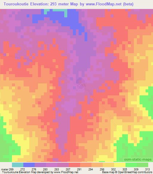 Touroukoutie,Mali Elevation Map