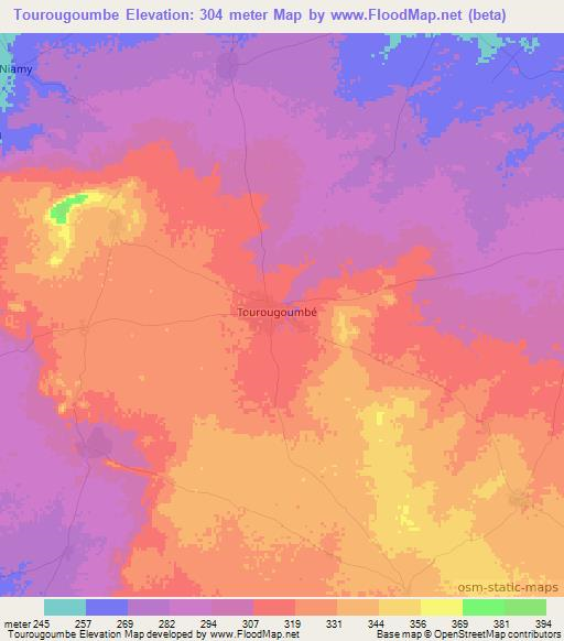 Tourougoumbe,Mali Elevation Map