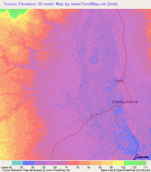 Tourou,Mali Elevation Map
