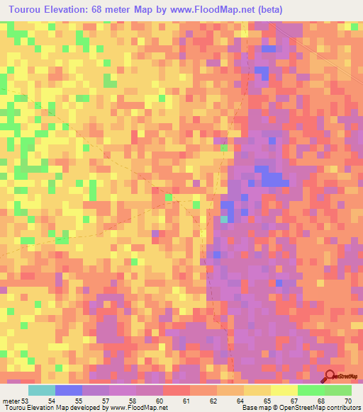 Tourou,Mali Elevation Map