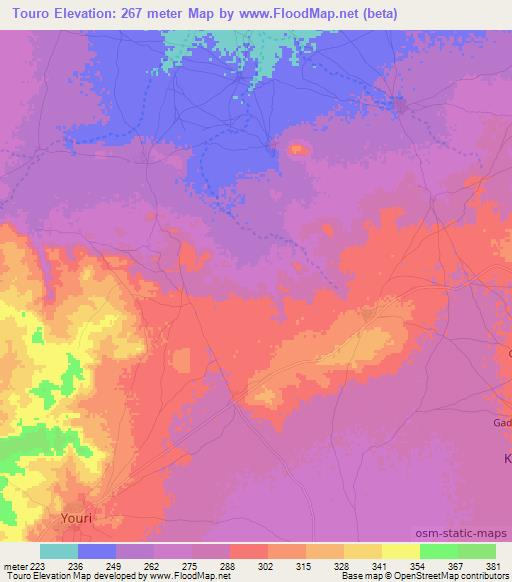 Touro,Mali Elevation Map