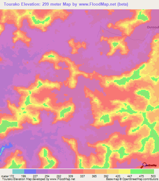 Tourako,Mali Elevation Map