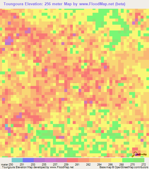 Toungoura,Mali Elevation Map