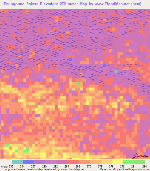 Toungouna Sakere,Mali Elevation Map