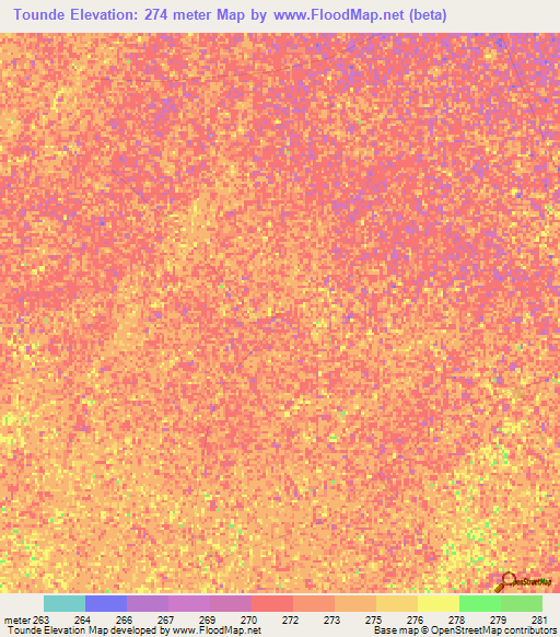 Tounde,Mali Elevation Map