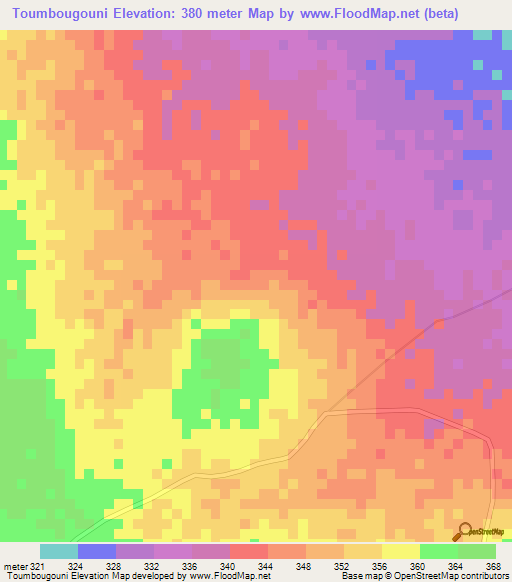 Toumbougouni,Mali Elevation Map