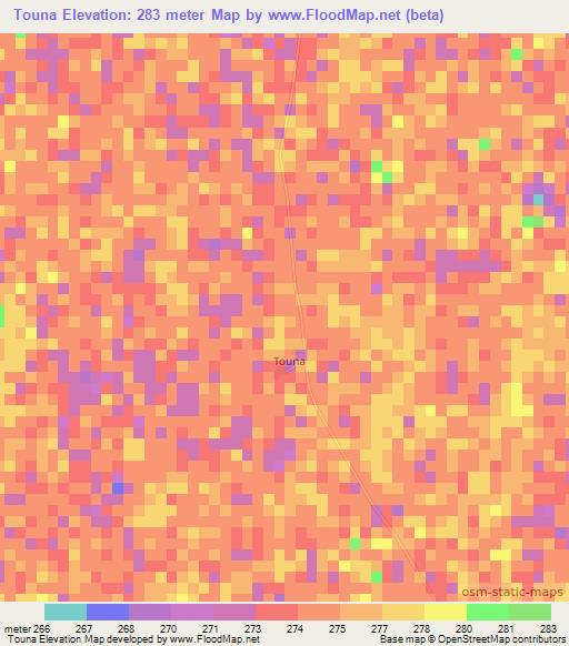 Touna,Mali Elevation Map