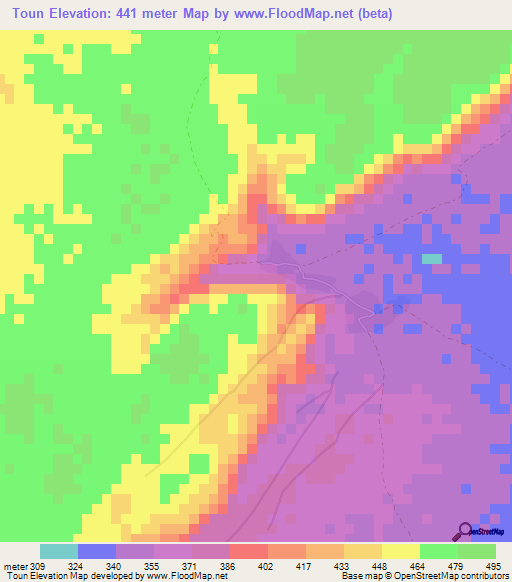 Toun,Mali Elevation Map