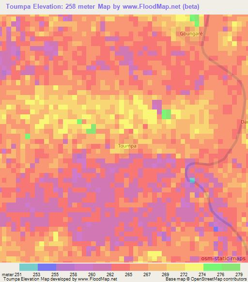 Toumpa,Mali Elevation Map