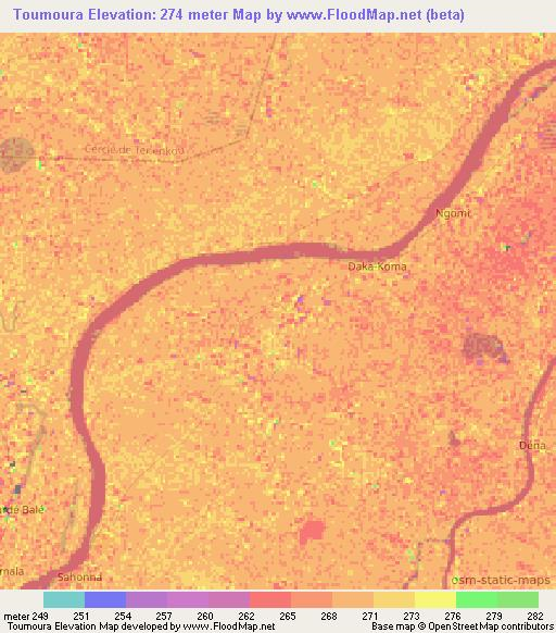 Toumoura,Mali Elevation Map