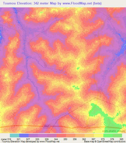 Toumou,Mali Elevation Map