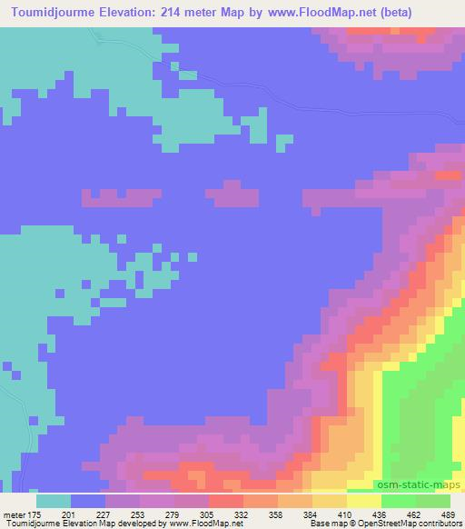 Toumidjourme,Mali Elevation Map