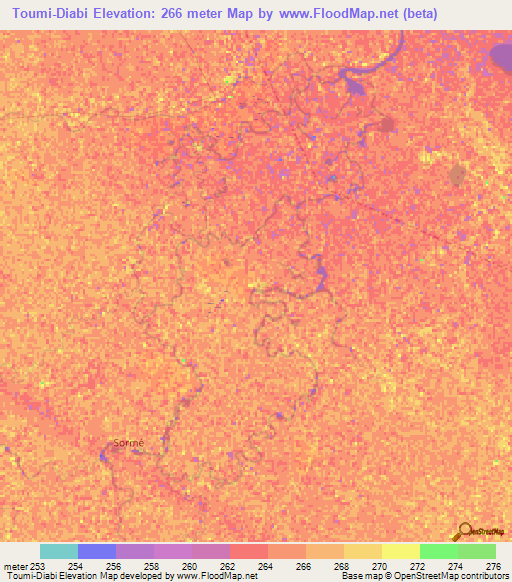 Toumi-Diabi,Mali Elevation Map
