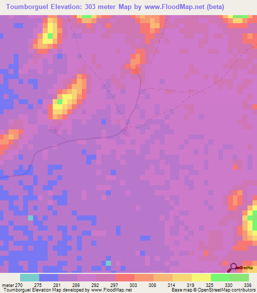 Toumborguel,Mali Elevation Map