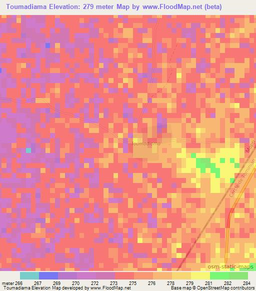 Toumadiama,Mali Elevation Map