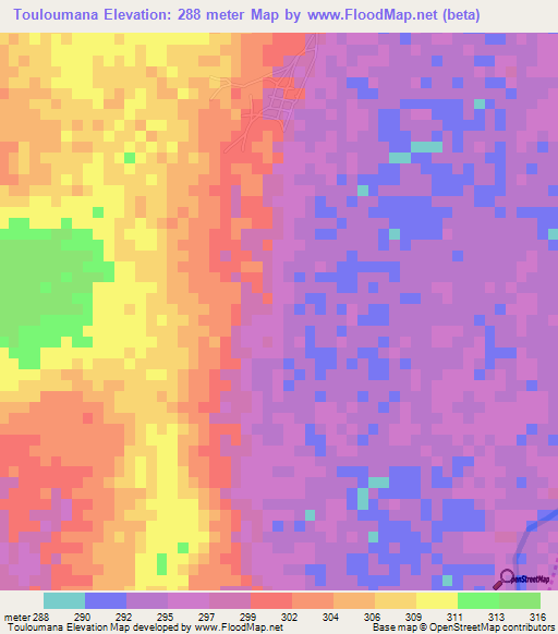 Touloumana,Mali Elevation Map