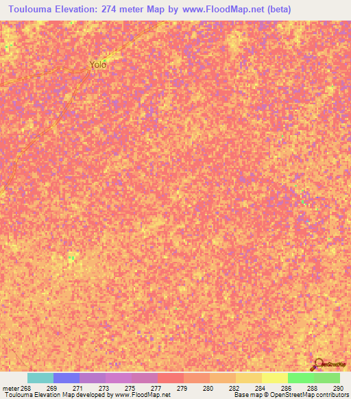 Toulouma,Mali Elevation Map