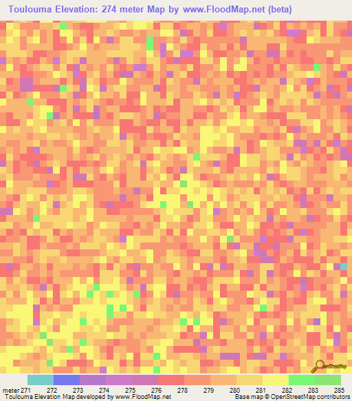 Toulouma,Mali Elevation Map