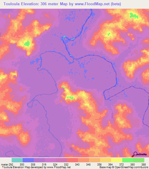 Touloula,Mali Elevation Map