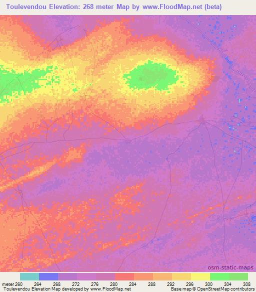 Toulevendou,Mali Elevation Map