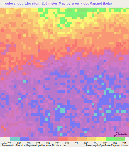 Toulevendou,Mali Elevation Map