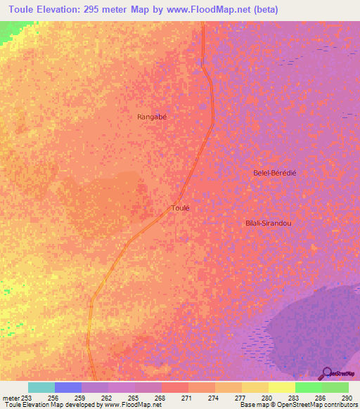 Toule,Mali Elevation Map