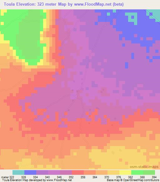 Toula,Mali Elevation Map