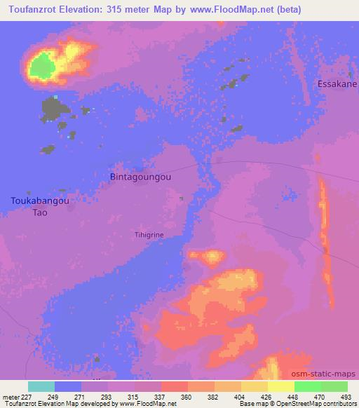 Toufanzrot,Mali Elevation Map