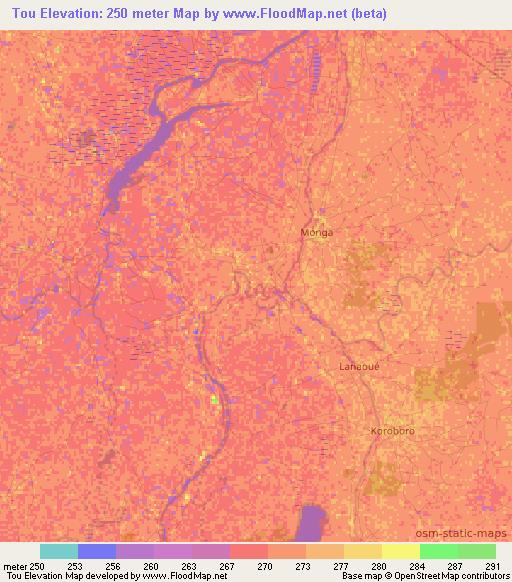 Tou,Mali Elevation Map